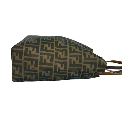 Fendi Zucca FF Pattern Canvas Leather Tote Shoulder Bag Brown — view 6