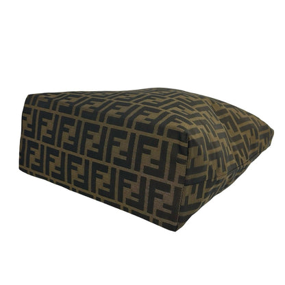 Fendi Zucca FF Pattern Canvas Leather Tote Shoulder Bag Brown — view 8