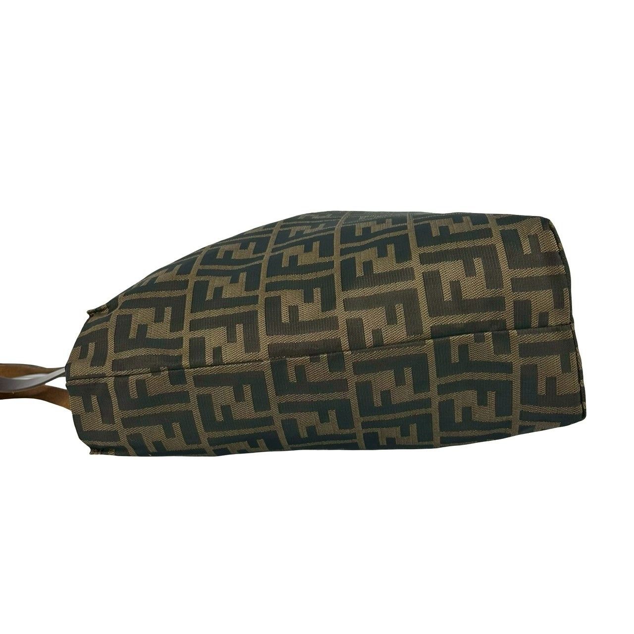Fendi Zucca FF Pattern Canvas Leather Tote Shoulder Bag Brown — view 5