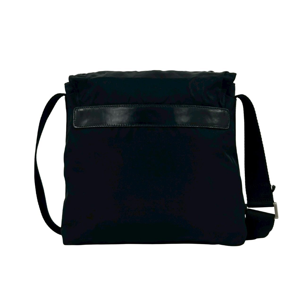 Prada Triangle Logo Nylon Leather Shoulder Bag Crossbody Pochette Black — view 3