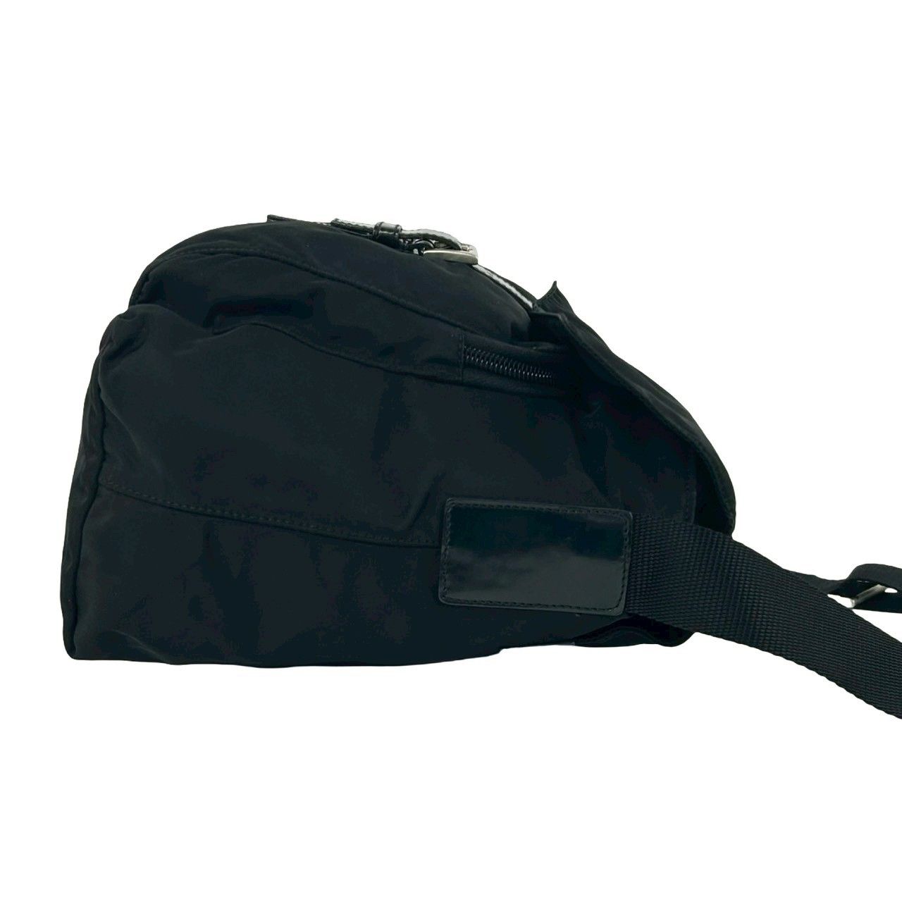 Prada Triangle Logo Nylon Leather Shoulder Bag Crossbody Pochette Black — view 6