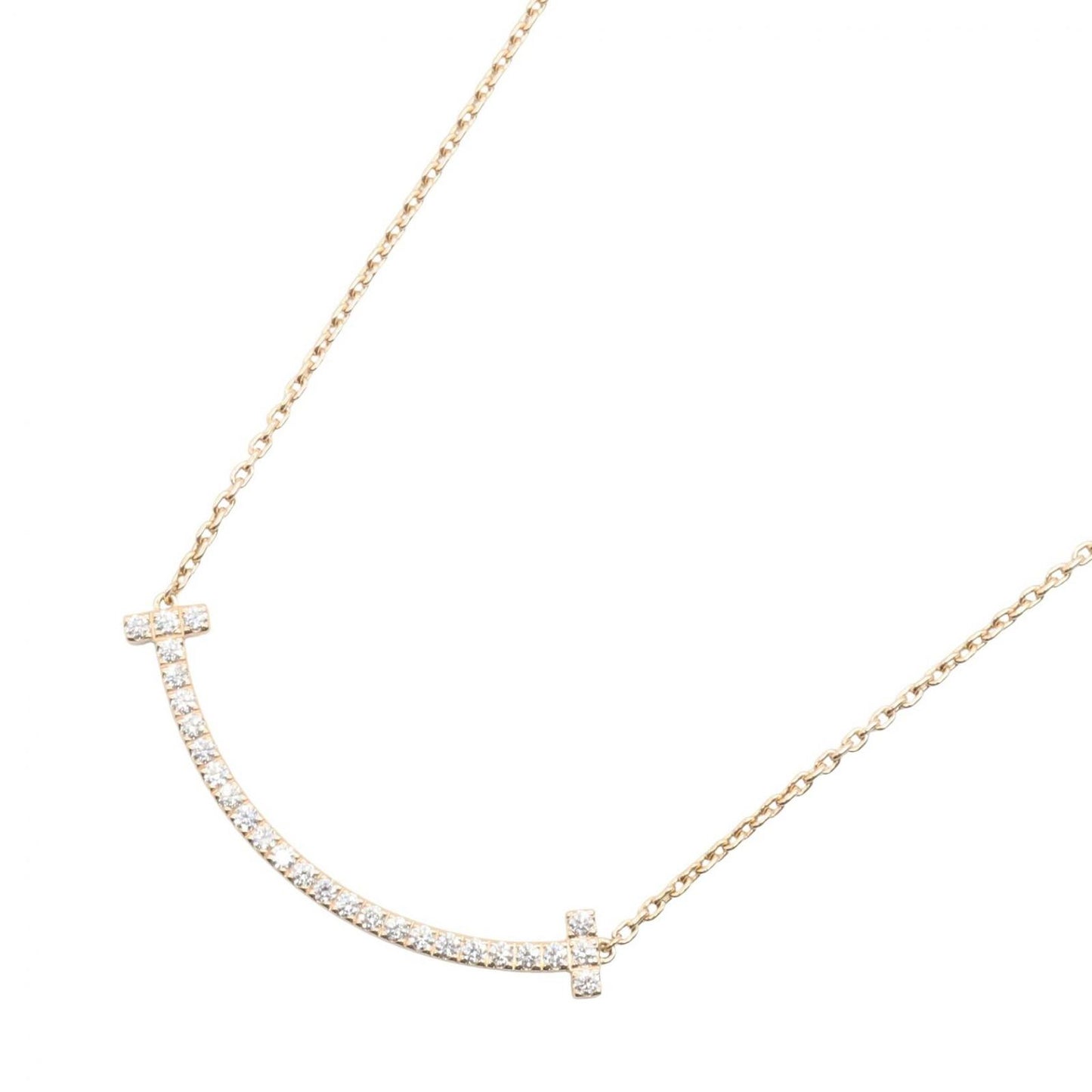 Tiffany & Co Necklace T Smile Diamond 41 46 cm 18k Pink Gold
