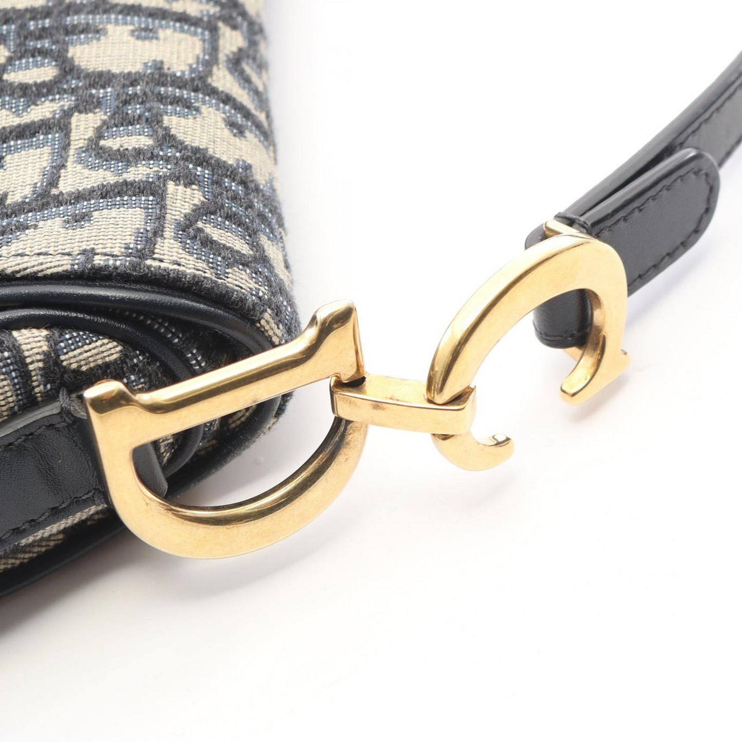 Dior Saddle Bag Mini Oblique Peacock 2-Way Navy Canvas Leather — view 8