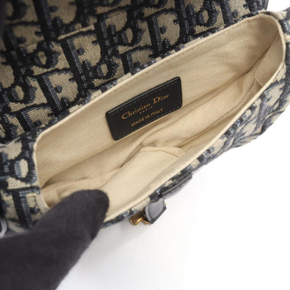 Dior Saddle Bag Mini Oblique Peacock 2-Way Navy Canvas Leather — view 3