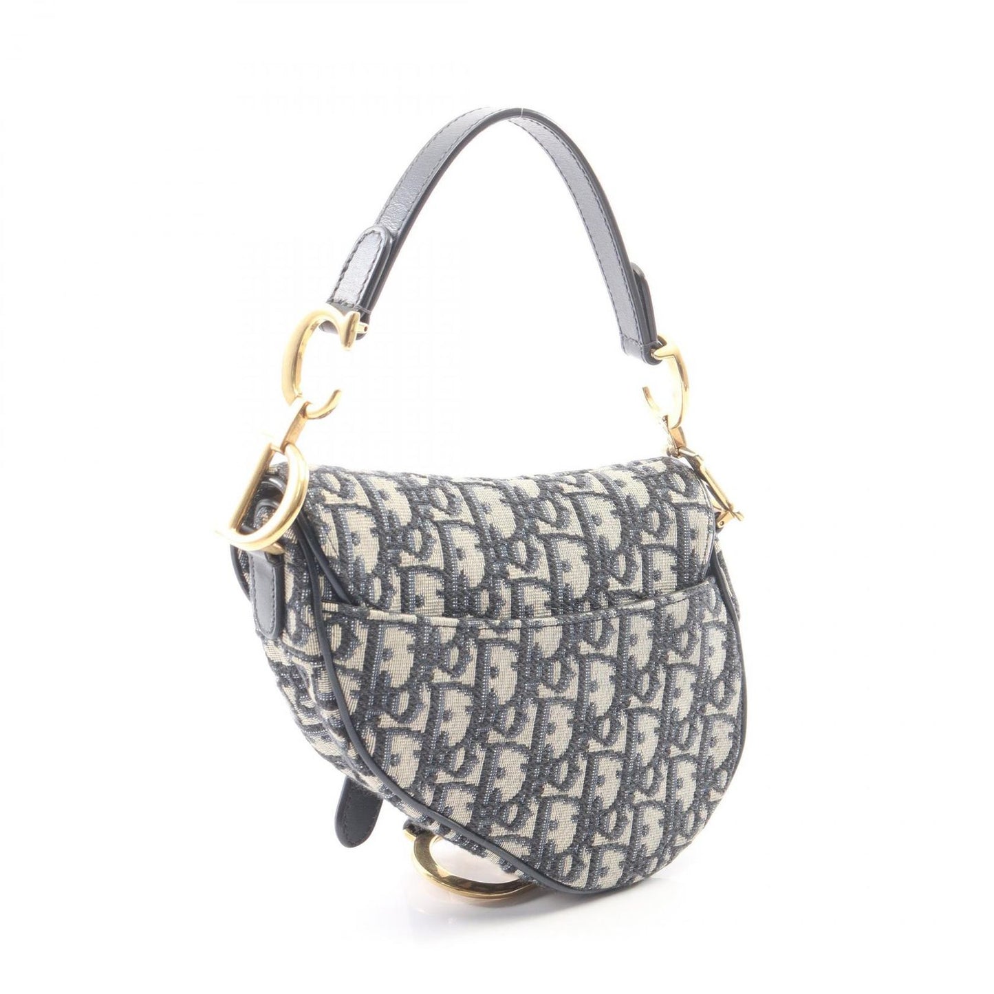 Dior Saddle Bag Mini Oblique Peacock 2-Way Navy Canvas Leather — view 2