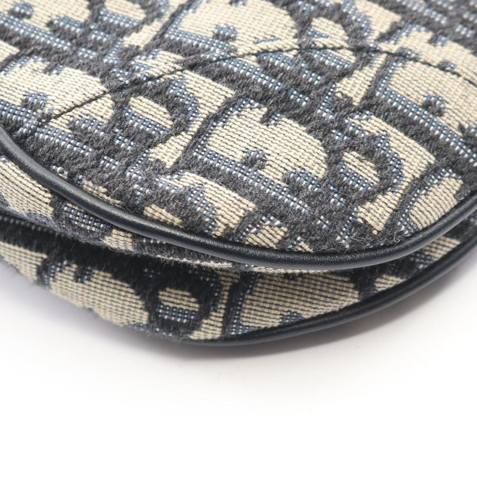Dior Saddle Bag Mini Oblique Peacock 2-Way Navy Canvas Leather — view 6