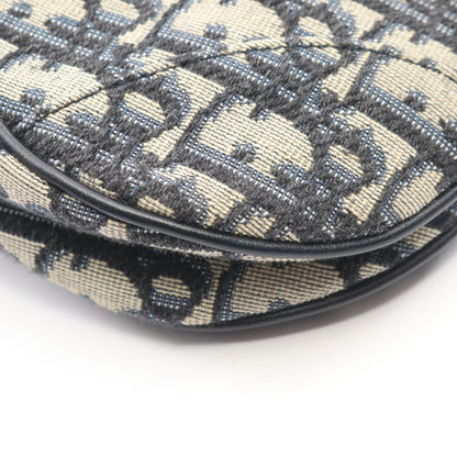 Dior Saddle Bag Mini Oblique Peacock 2-Way Navy Canvas Leather — view 6