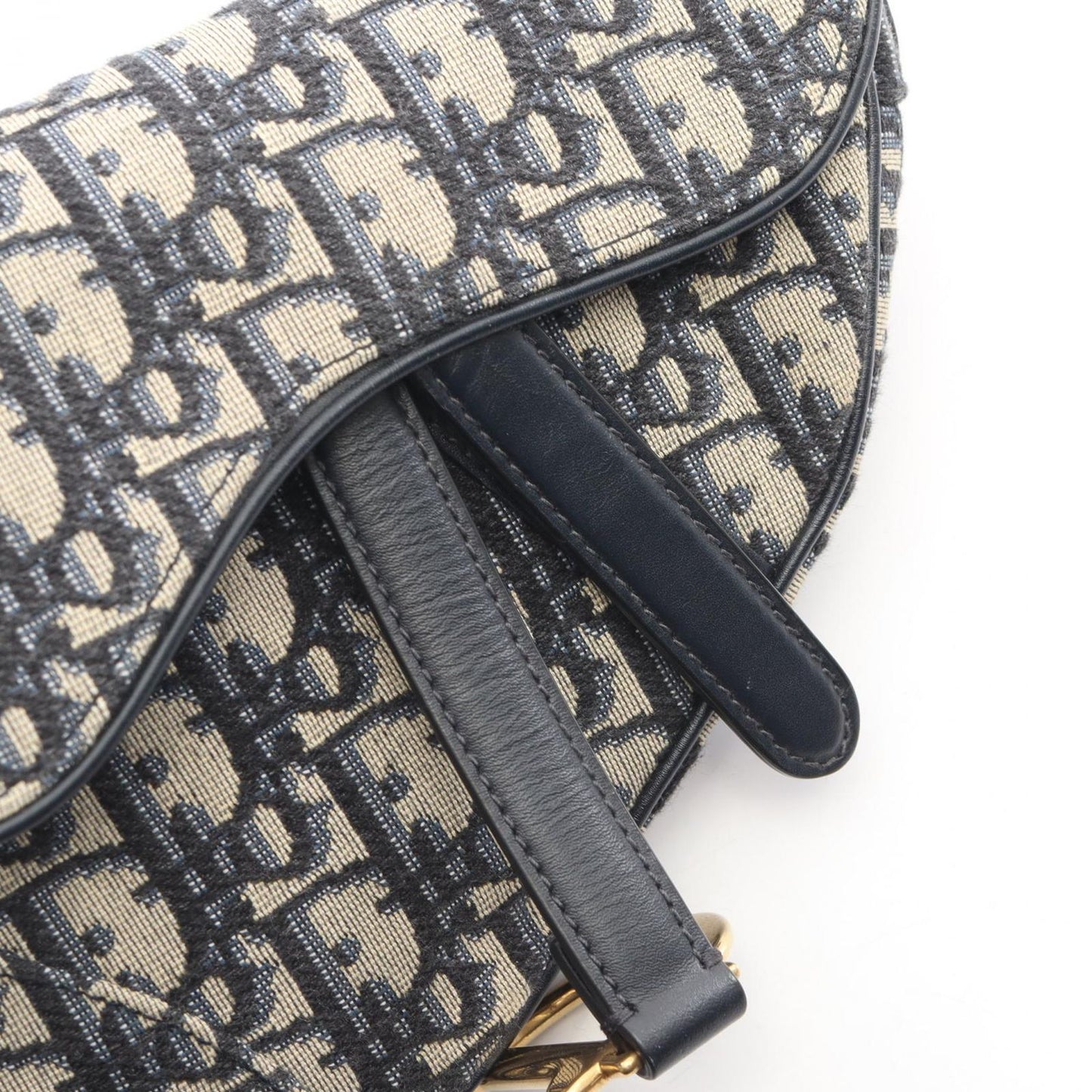 Dior Saddle Bag Mini Oblique Peacock 2-Way Navy Canvas Leather — view 7