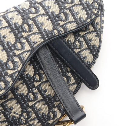 Dior Saddle Bag Mini Oblique Peacock 2-Way Navy Canvas Leather — view 7