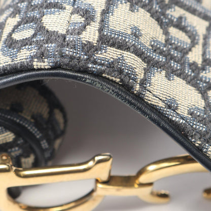 Dior Saddle Bag Mini Oblique Peacock 2-Way Navy Canvas Leather — view 5