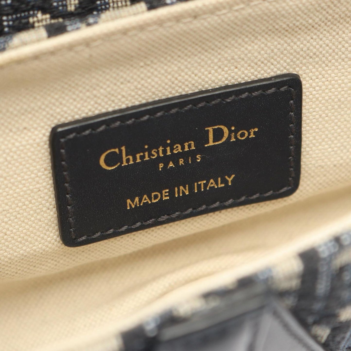 Dior Saddle Bag Mini Oblique Peacock 2-Way Navy Canvas Leather — view 4