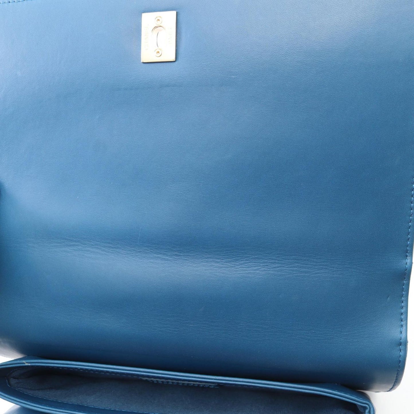 Chanel Shoulder Bag Quilted Top Handle 2-Way Blue Lambskin Chain — view 8