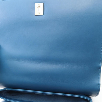 Chanel Shoulder Bag Quilted Top Handle 2-Way Blue Lambskin Chain — view 8