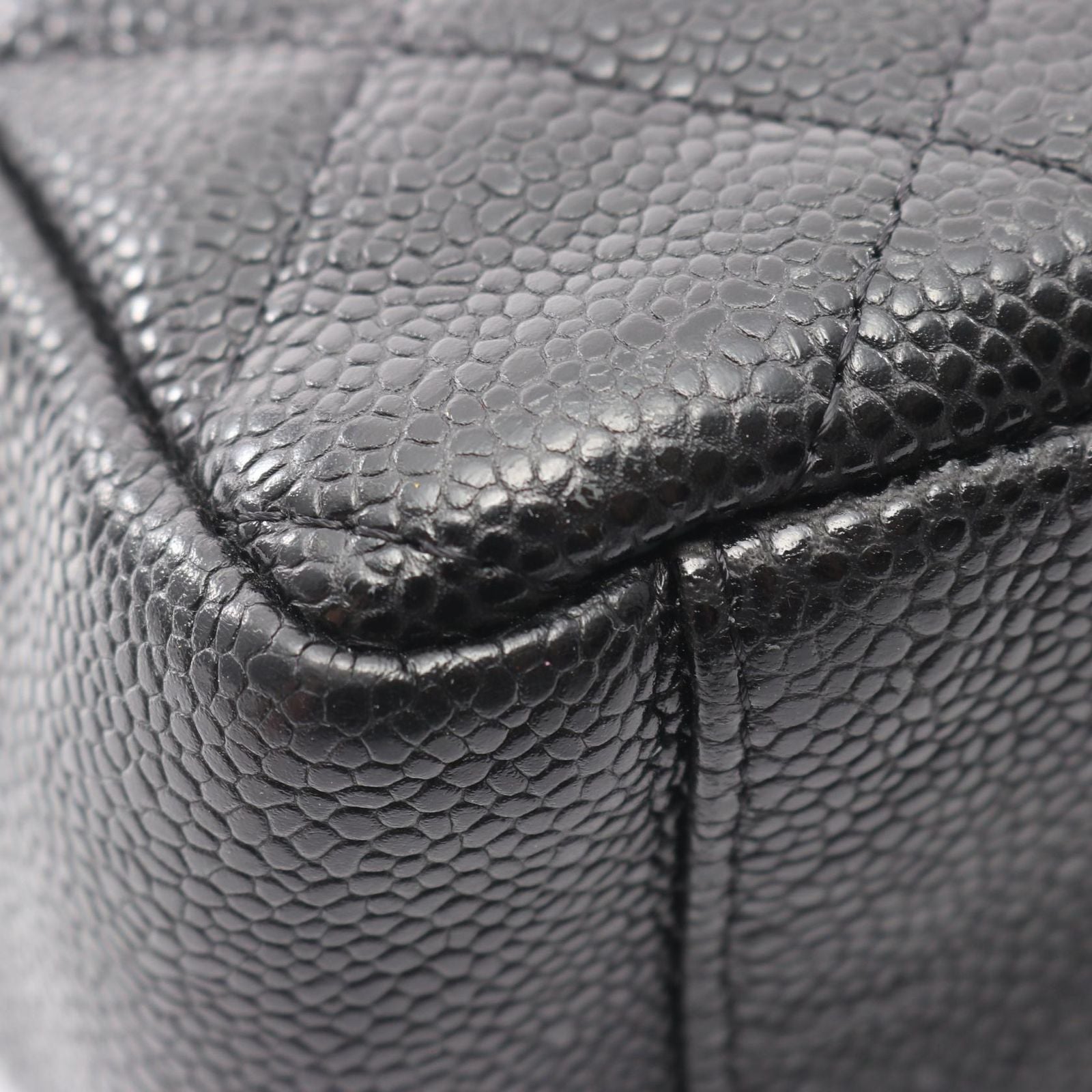 Chanel Tote Quilted Petite Shopping PST Black Caviar Leather Chain — view 7