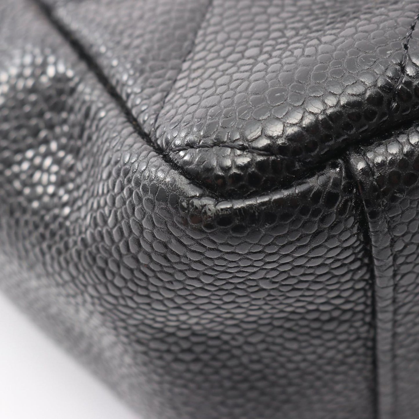 Chanel Tote Quilted Petite Shopping PST Black Caviar Leather Chain — view 6