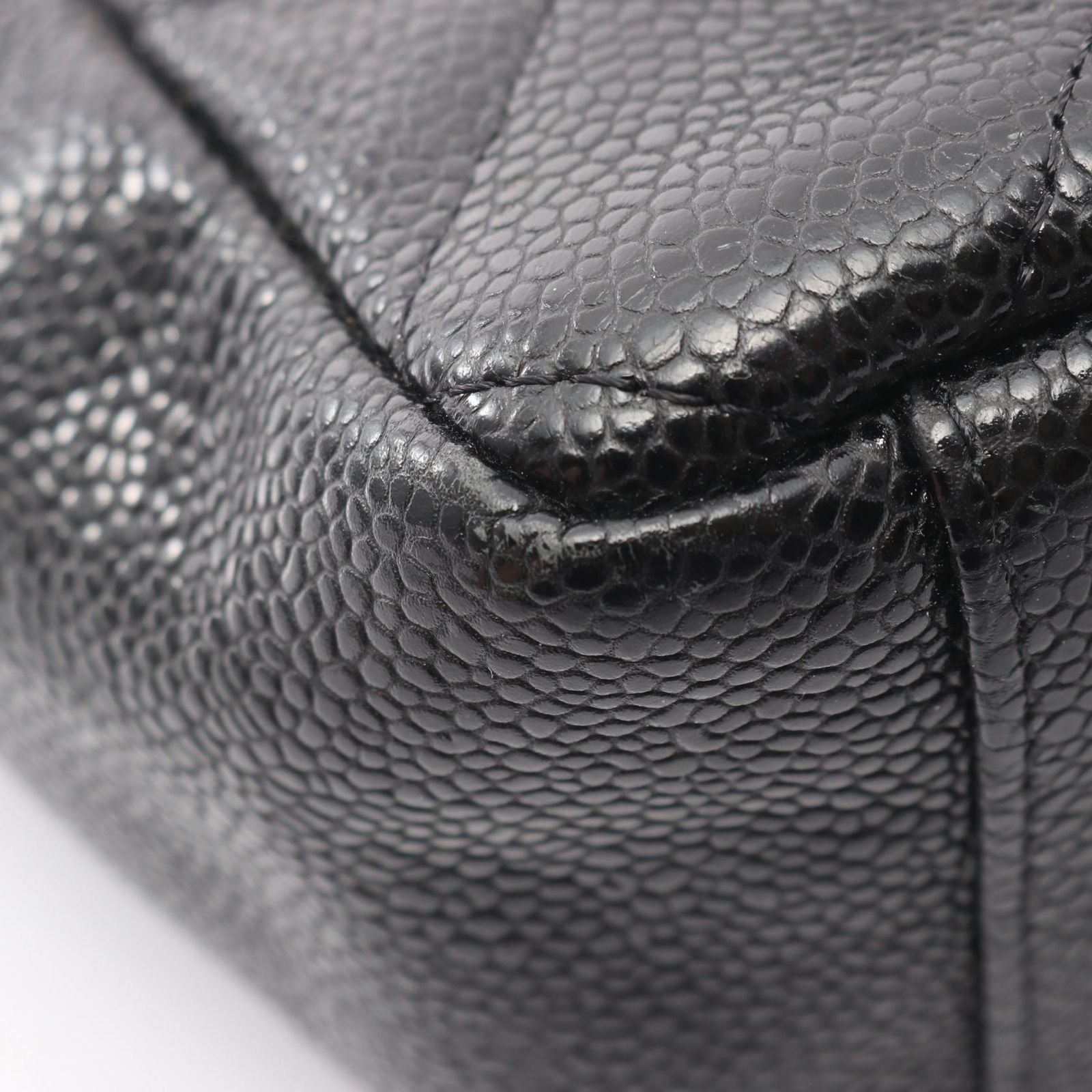 Chanel Tote Quilted Petite Shopping PST Black Caviar Leather Chain — view 6