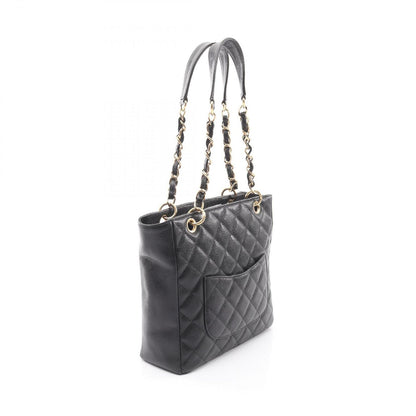 Chanel Tote Quilted Petite Shopping PST Black Caviar Leather Chain — view 2