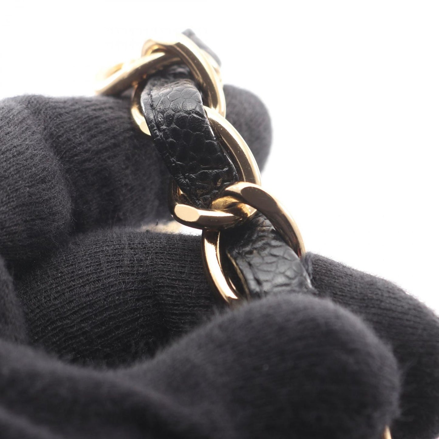 Chanel Tote Quilted Petite Shopping PST Black Caviar Leather Chain — view 9