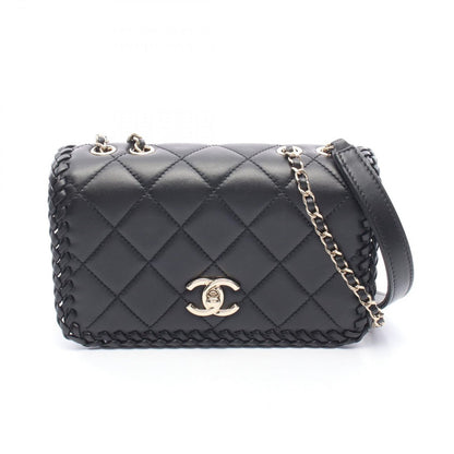 Chanel Shoulder Bag Quilted Full Flap Black Lambskin Small Chain