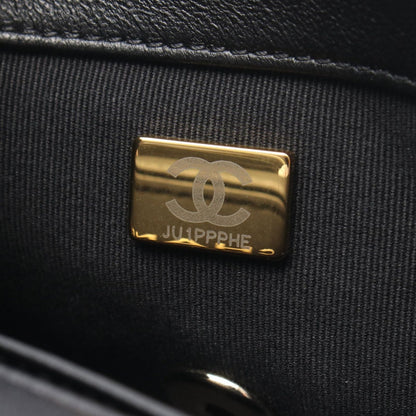 Chanel Shoulder Bag Quilted Full Flap Black Lambskin Small Chain — view 5