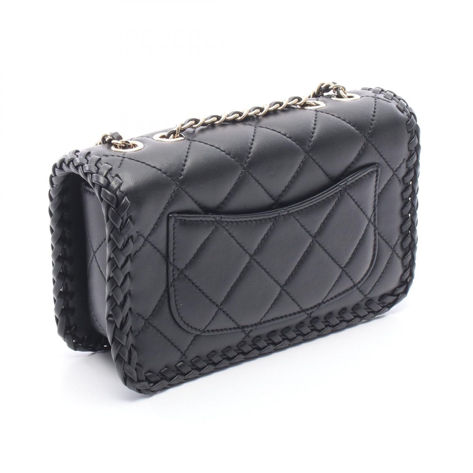 Chanel Shoulder Bag Quilted Full Flap Black Lambskin Small Chain — view 2