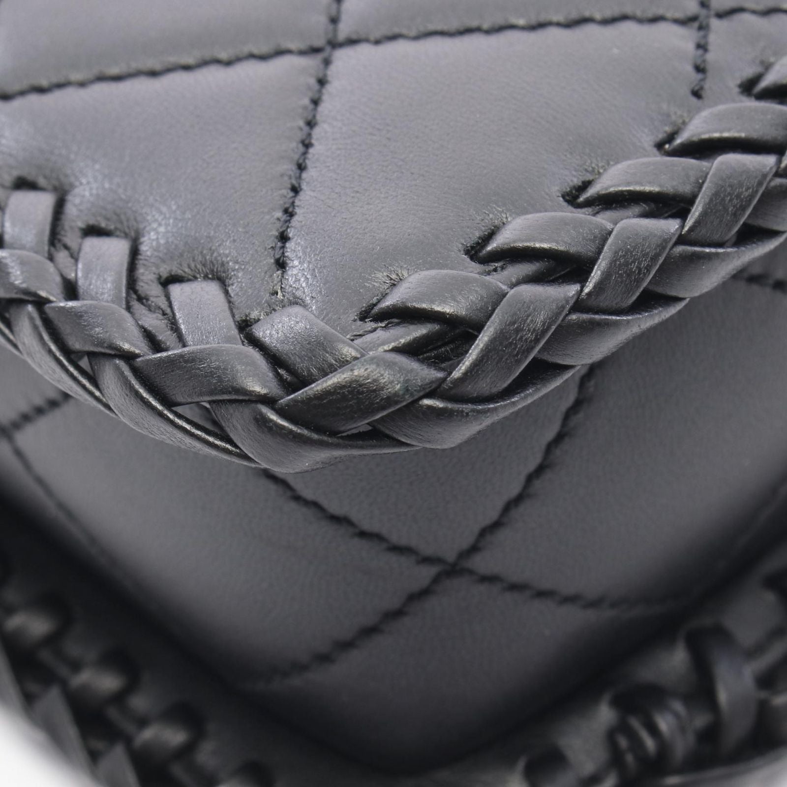 Chanel Shoulder Bag Quilted Full Flap Black Lambskin Small Chain — view 7