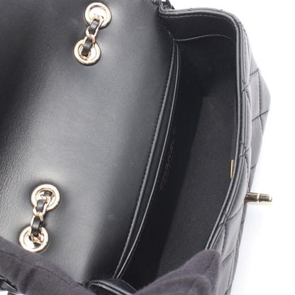 Chanel Shoulder Bag Quilted Full Flap Black Lambskin Small Chain — view 3
