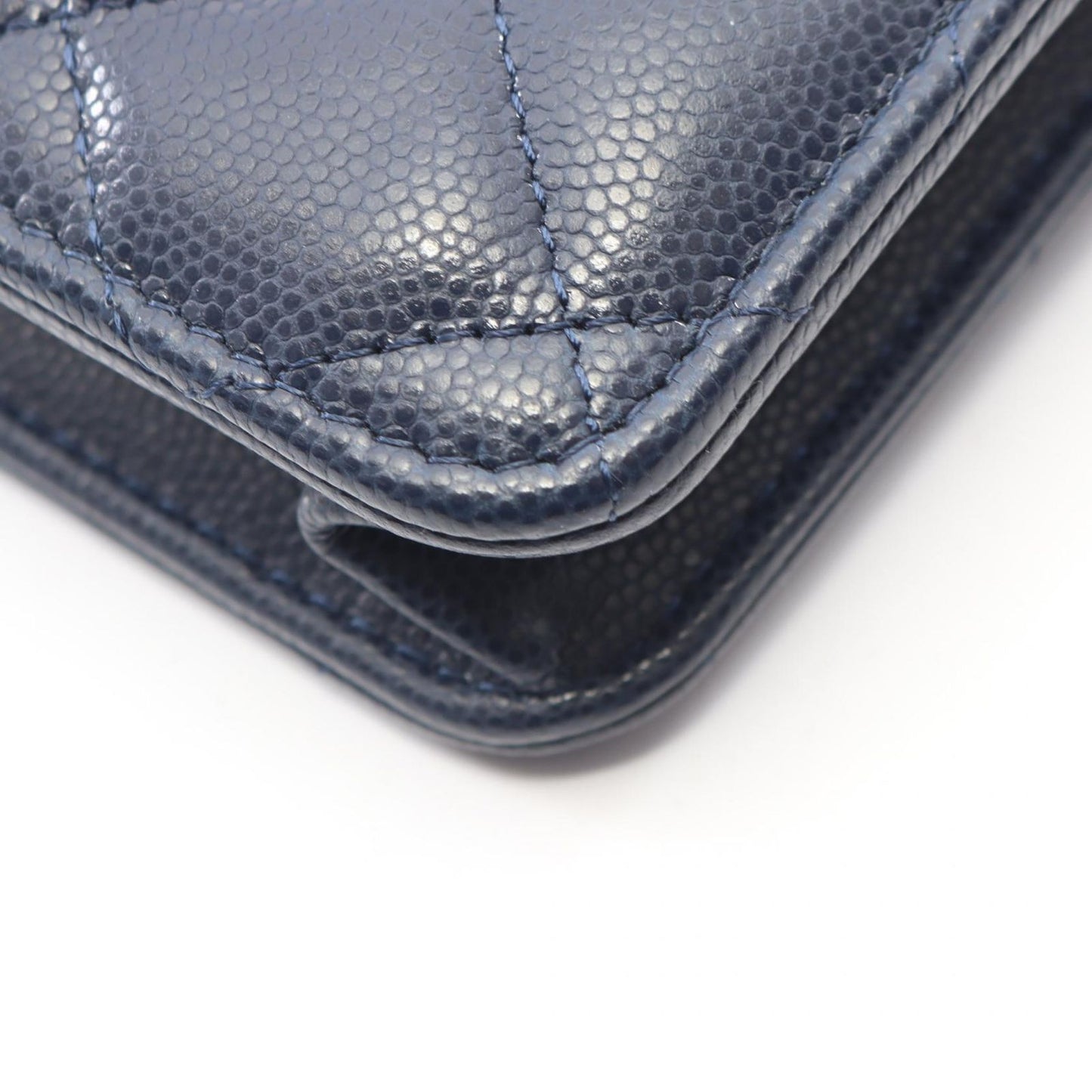 Chanel Shoulder Bag Quilted Navy Caviar Leather Chain Wallet — view 7