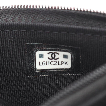 Chanel Shoulder Bag Quilted Black Caviar Leather Chain Wallet — view 6