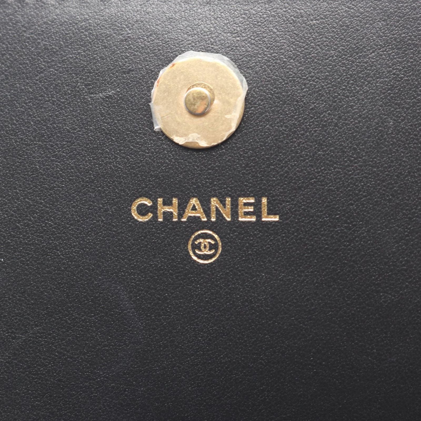 Chanel Shoulder Bag Quilted Black Caviar Leather Chain Wallet — view 5