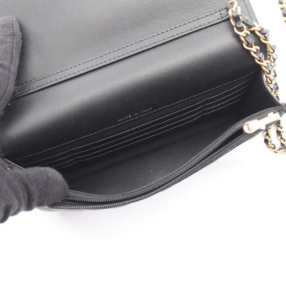 Chanel Shoulder Bag Quilted Black Caviar Leather Chain Wallet — view 3