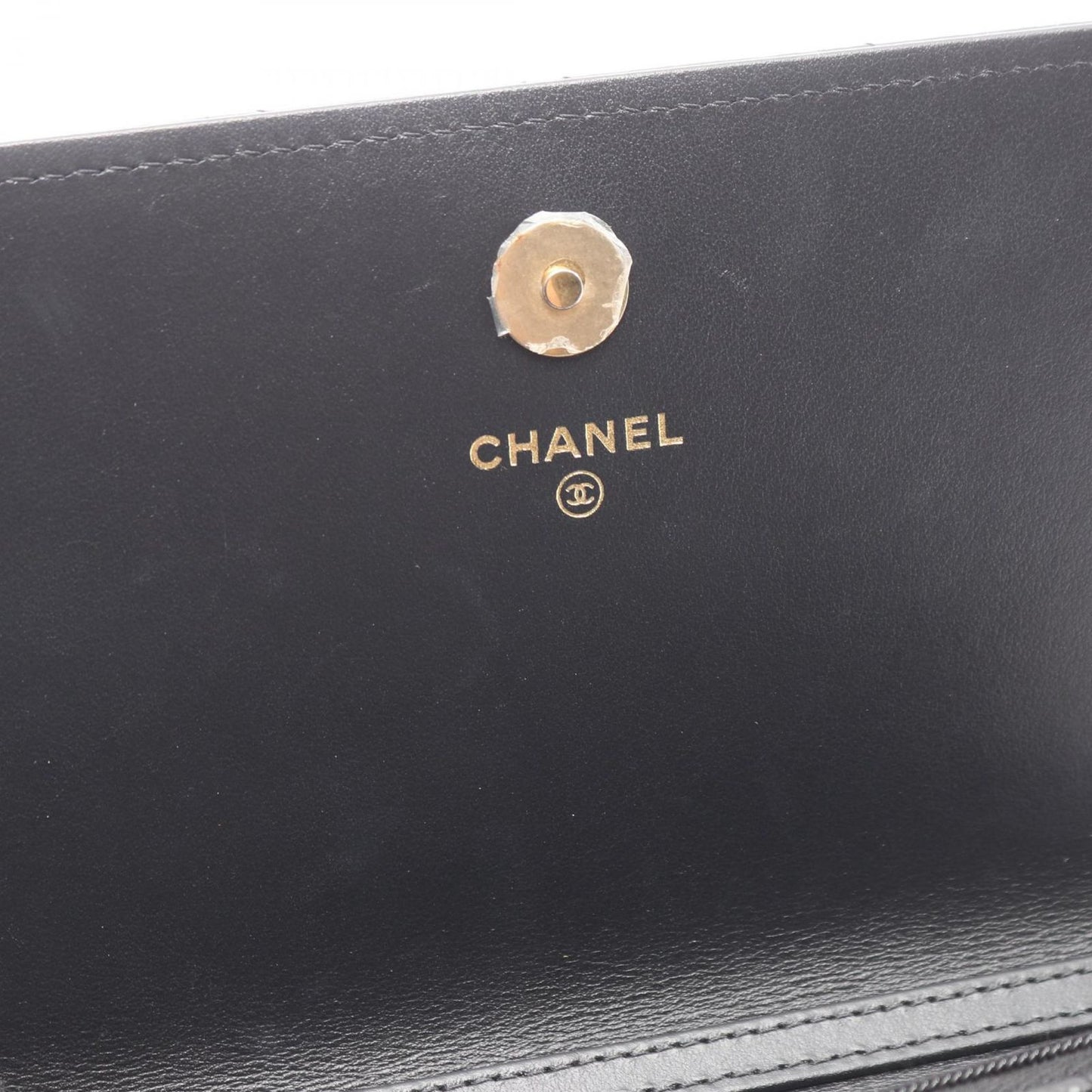 Chanel Shoulder Bag Quilted Black Caviar Leather Chain Wallet — view 9
