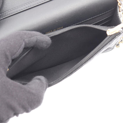 Chanel Shoulder Bag Quilted Chain Wallet Black Caviar Leather — view 4