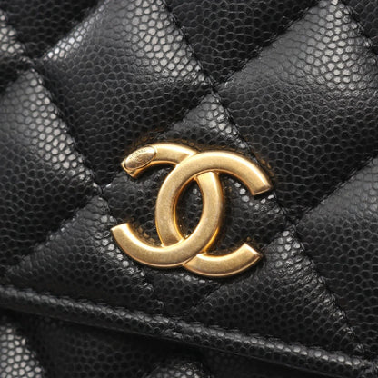 Chanel Shoulder Bag Quilted Chain Wallet Black Caviar Leather — view 9