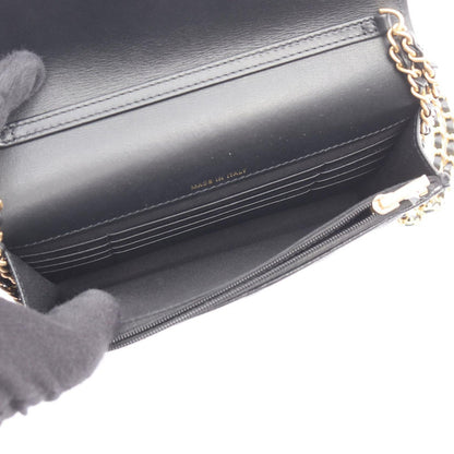 Chanel Shoulder Bag Quilted Chain Wallet Black Caviar Leather — view 3