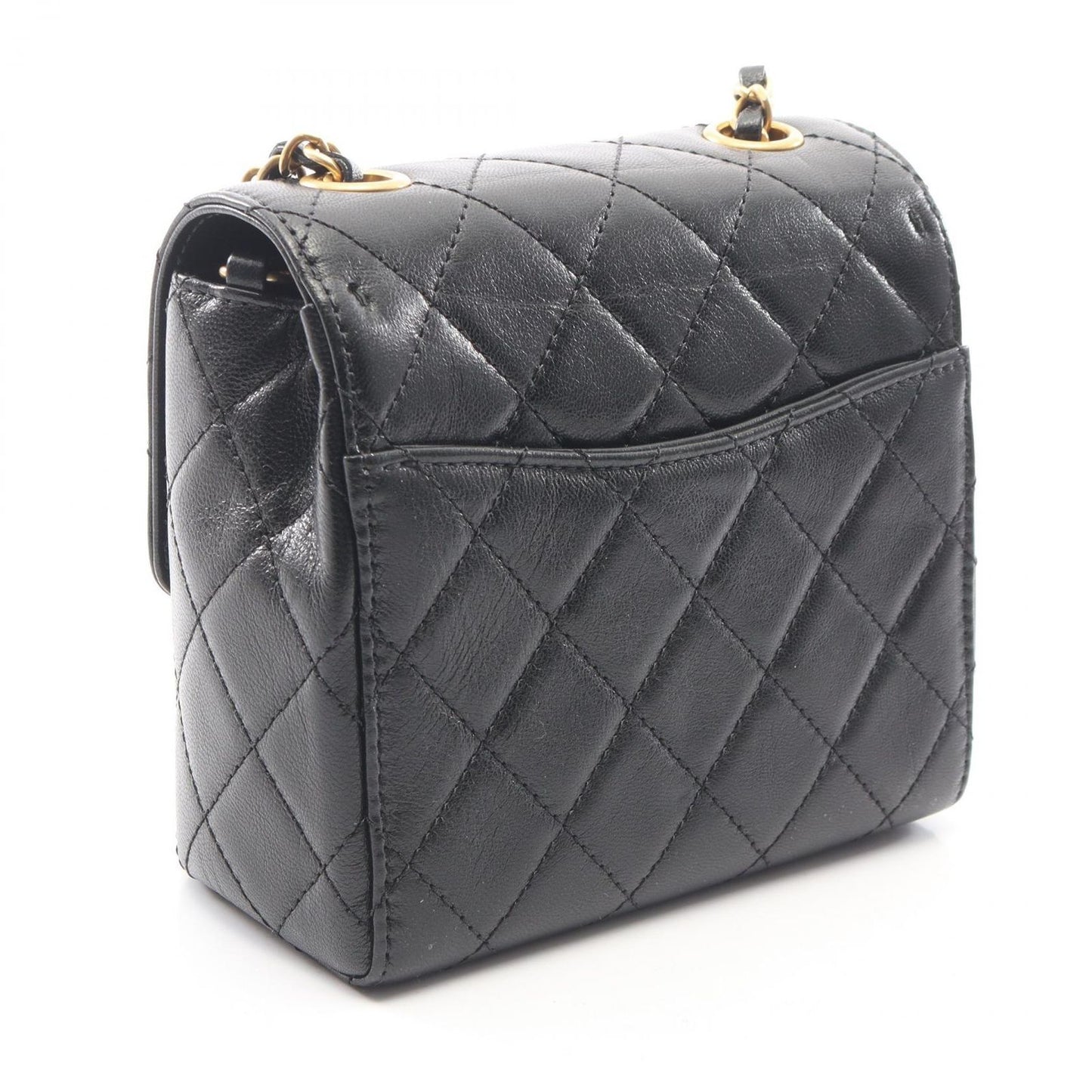 Chanel Shoulder Bag Quilted Black Leather Mini Flap — view 2