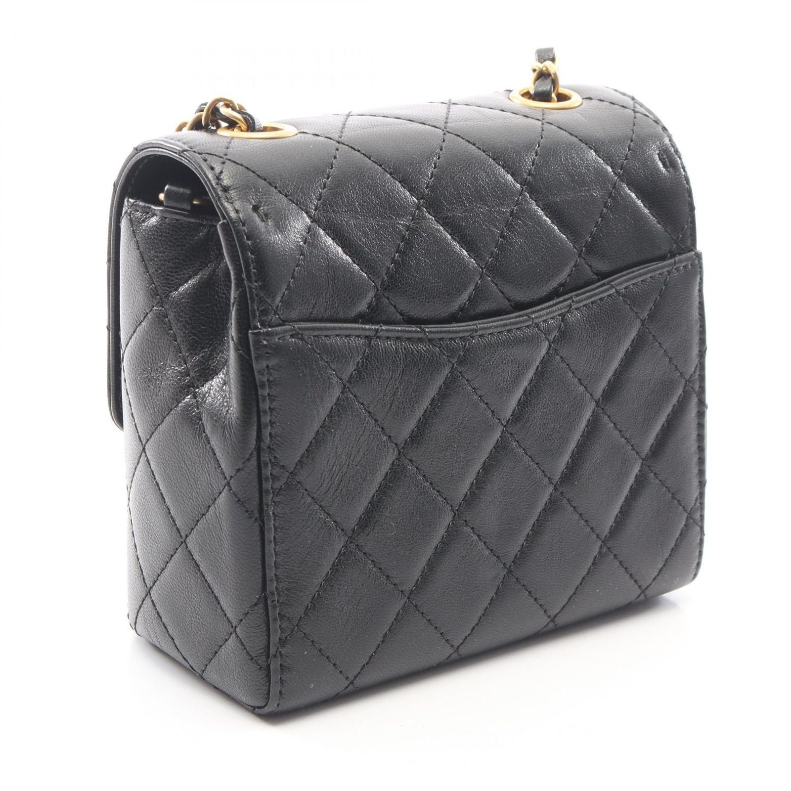Chanel Shoulder Bag Quilted Black Leather Mini Flap — view 2