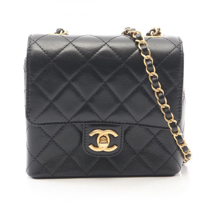 Chanel Shoulder Bag Quilted Black Leather Mini Flap