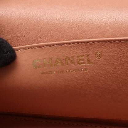 Chanel Shoulder Bag Quilted Pink Beige Leather Wood Handle Vanity Chain — view 4