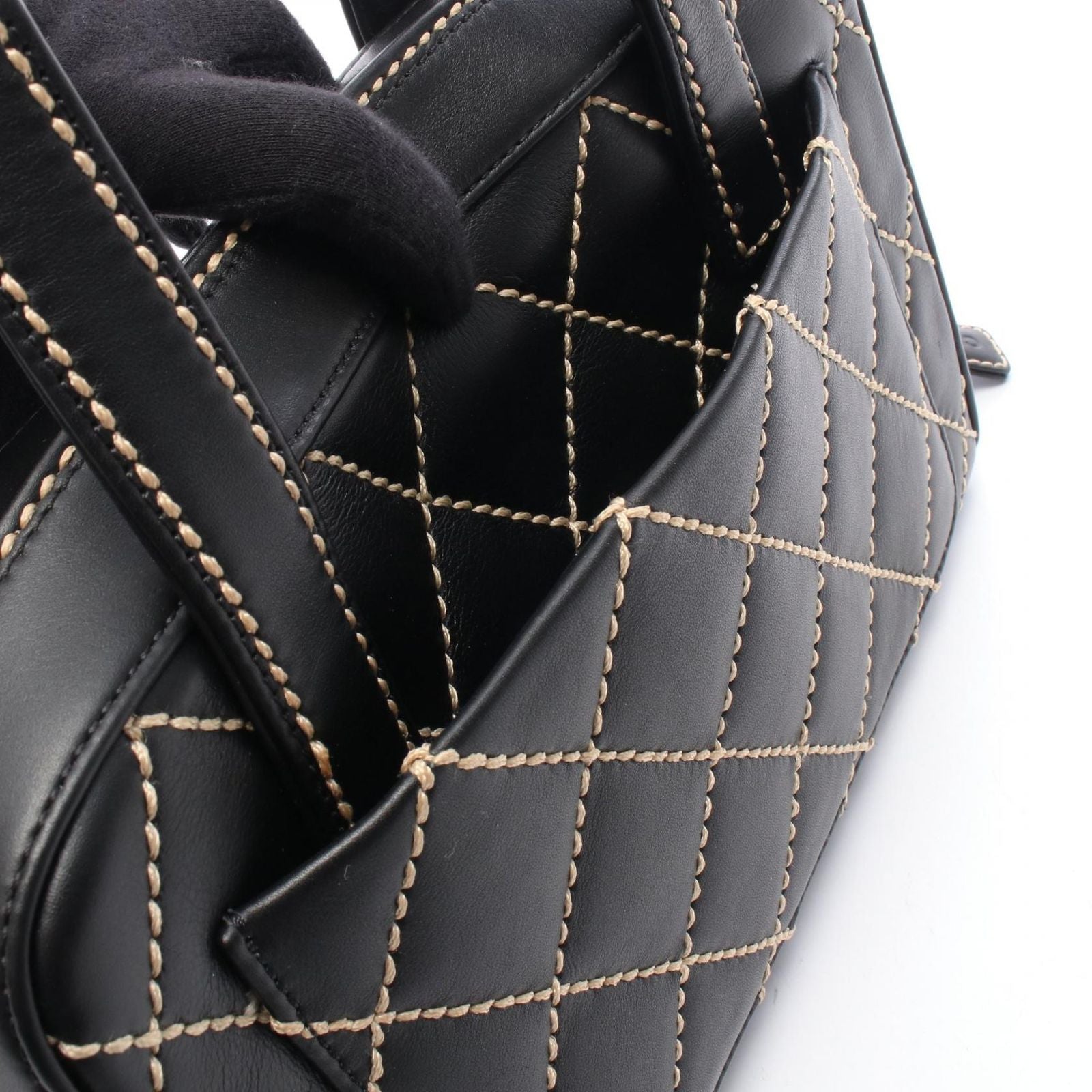 Chanel Handbag Wild Stitch Black Leather — view 6