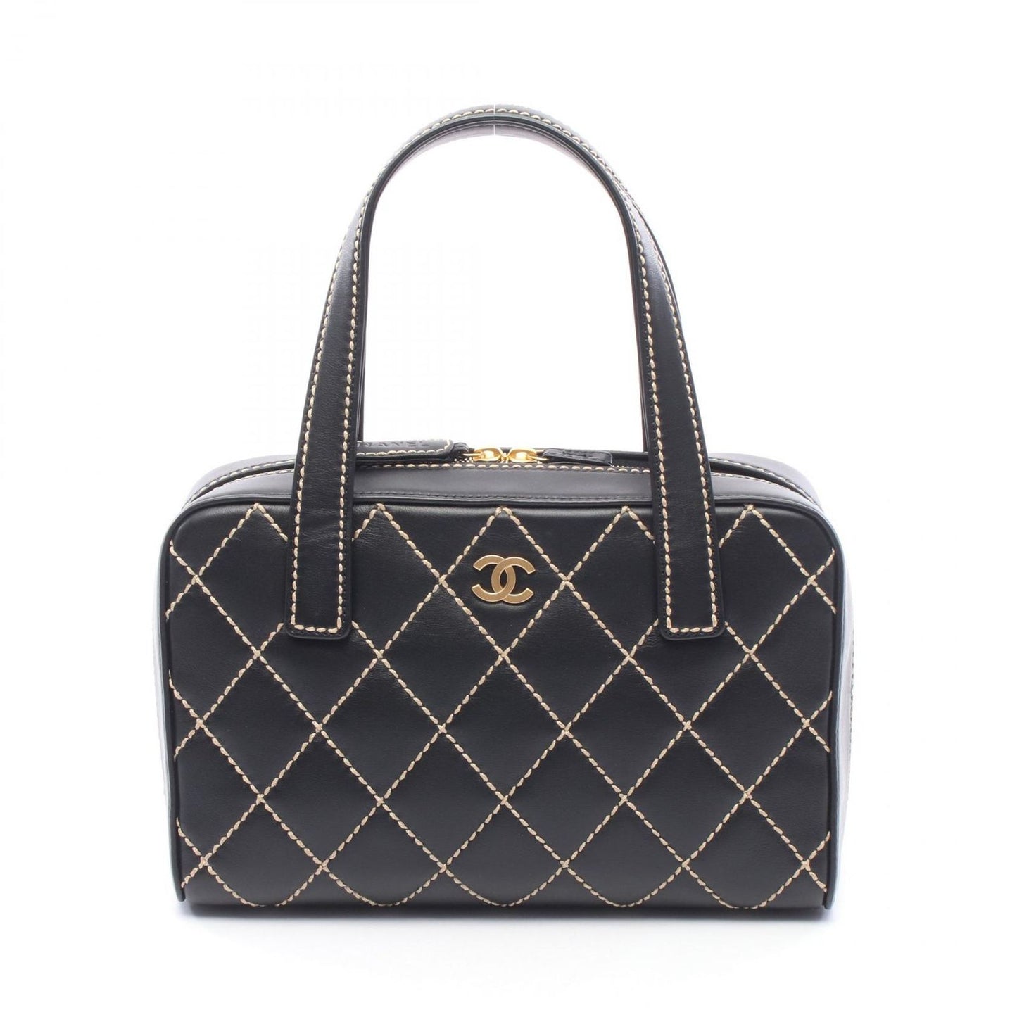 Chanel Handbag Wild Stitch Black Leather