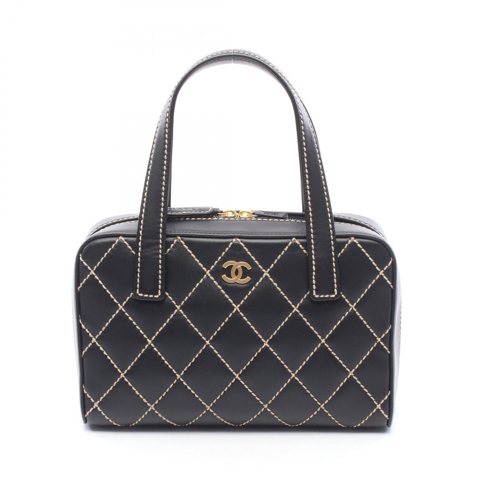 Chanel Handbag Wild Stitch Black Leather
