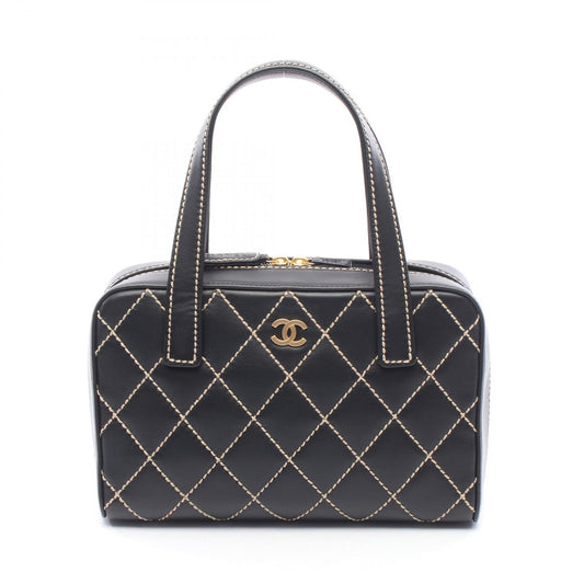Chanel Handbag Wild Stitch Black Leather