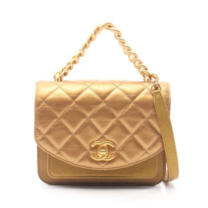Chanel Shoulder Bag Quilted Small Flap 2-Way Gold Leather Chain