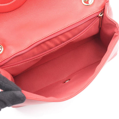 Chanel Shoulder Bag CC Logo Red Lambskin Chain — view 3