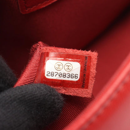 Chanel Shoulder Bag CC Logo Red Lambskin Chain — view 5