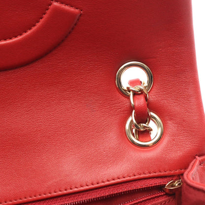 Chanel Shoulder Bag CC Logo Red Lambskin Chain — view 7