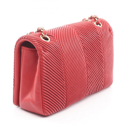 Chanel Shoulder Bag CC Logo Red Lambskin Chain — view 2