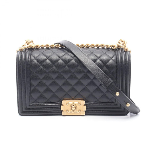 Chanel Shoulder Bag Black Caviar Leather Chain