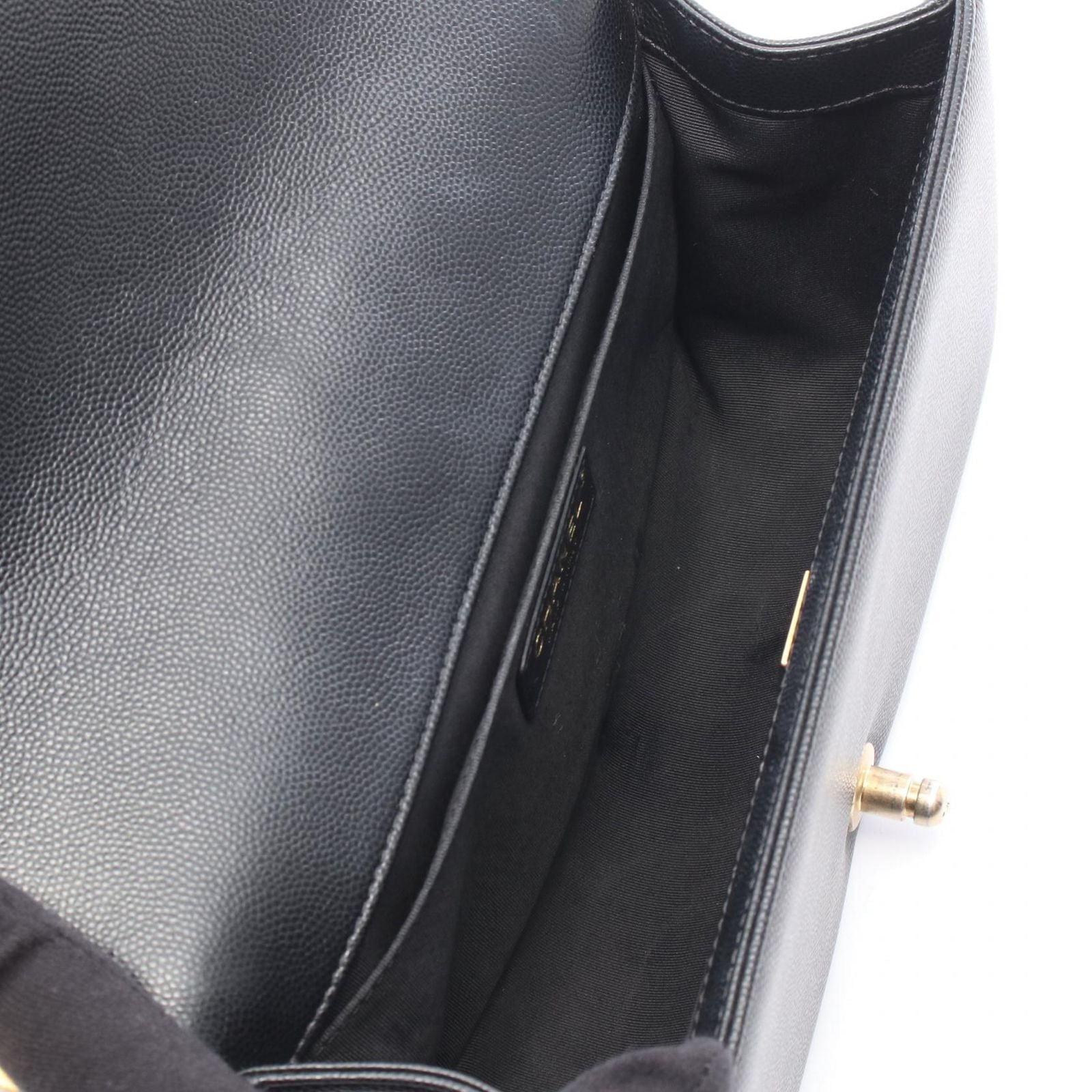 Chanel Shoulder Bag Black Caviar Leather Chain — view 3